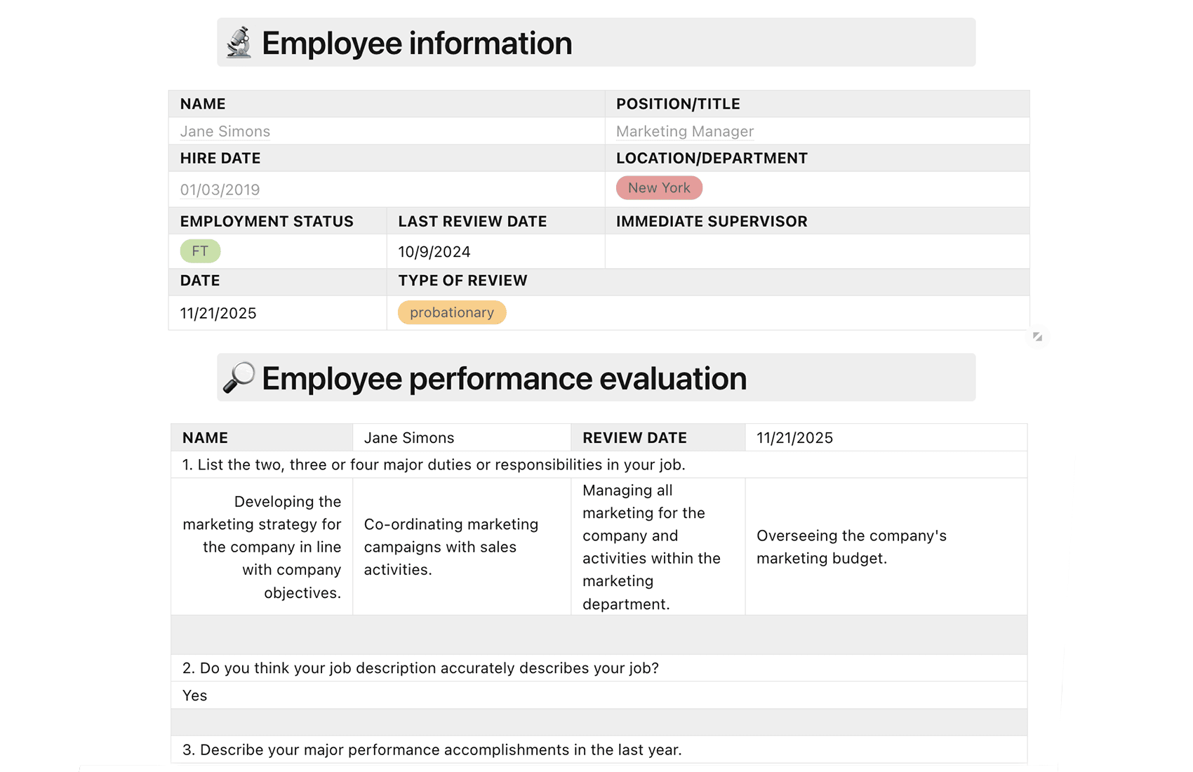 employee performance review