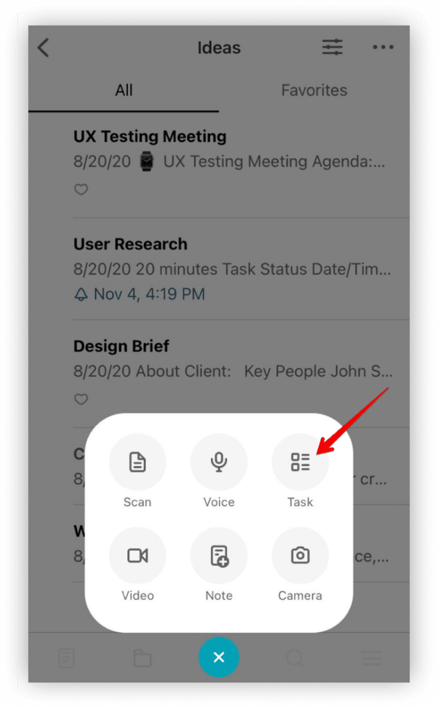 Long tap on the quick page creation button in the list of pages.
