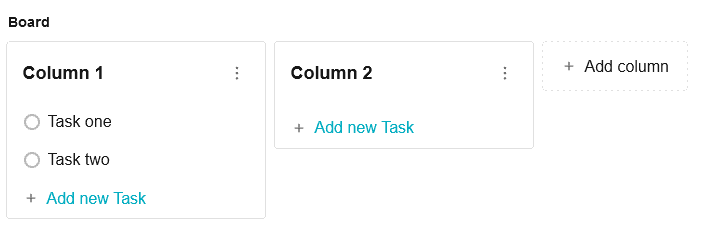 By default, two columns are created in the board, but you can create new ones through the Add column option