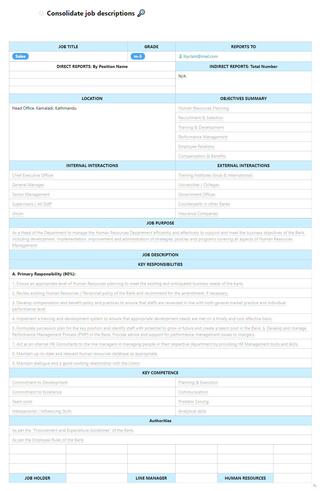 Consolidate Job Descriptions Template FuseBase