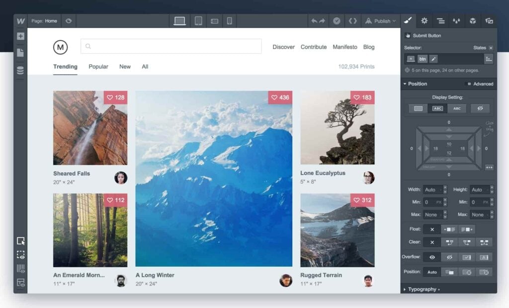 Webflow is in the Top of 5 Alternatives to Softr You Don't Want to Miss. Image by Nimbus Platform