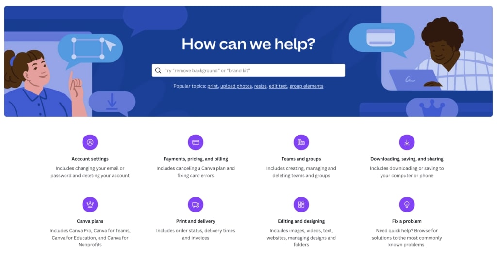 Canva Help Center is in the Top 5 Knowledge Base Examples. Image by Nimbus Platform