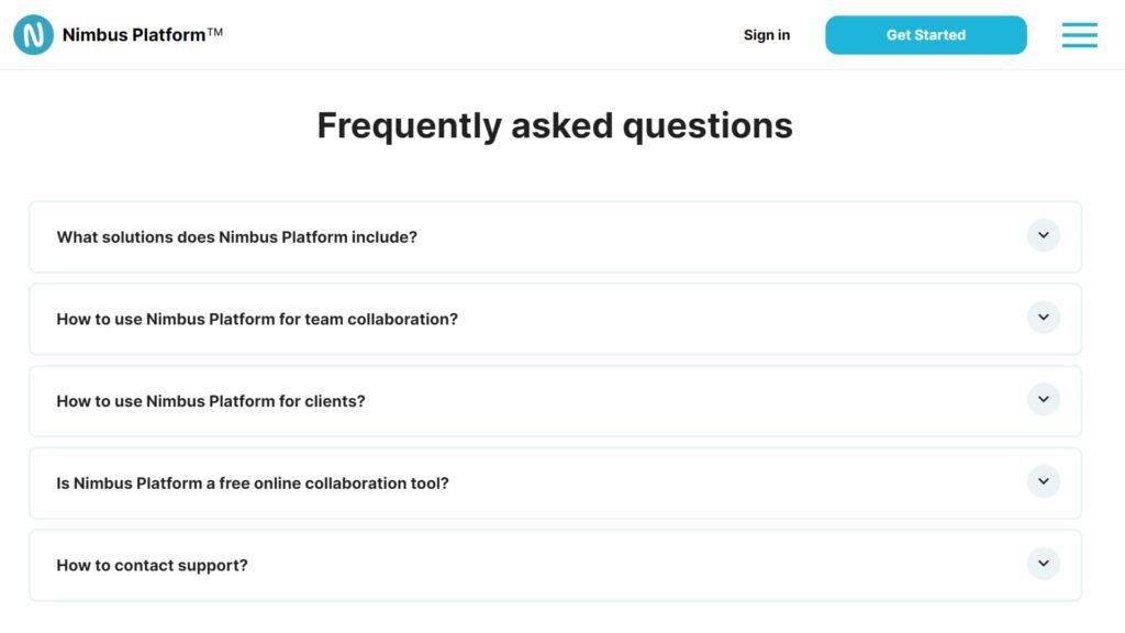 FAQ. Image powered by Nimbus Platform
