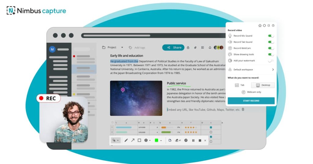 Nimbus Capture is One of the Top 5 Loom Alternatives and Competitors to Consider. Image by Nimbus Platform