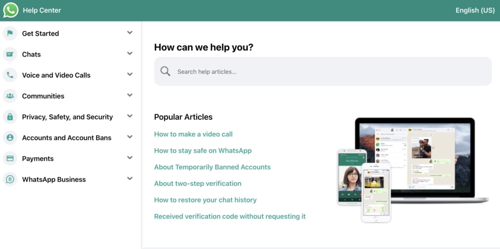 WhatsApp is in the Top 5 Knowledge Base Examples. Image by Nimbus Platform