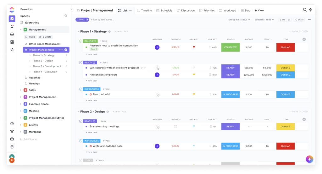 ClickUp is In the List of Top 5 Project Management Dashboard Software. Image by Nimbus Platform