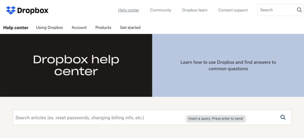 Dropbox Help Center is In the List of 5 Best SaaS Knowledge Base Platforms to Use in 2023. Image by Nimbus Platform
