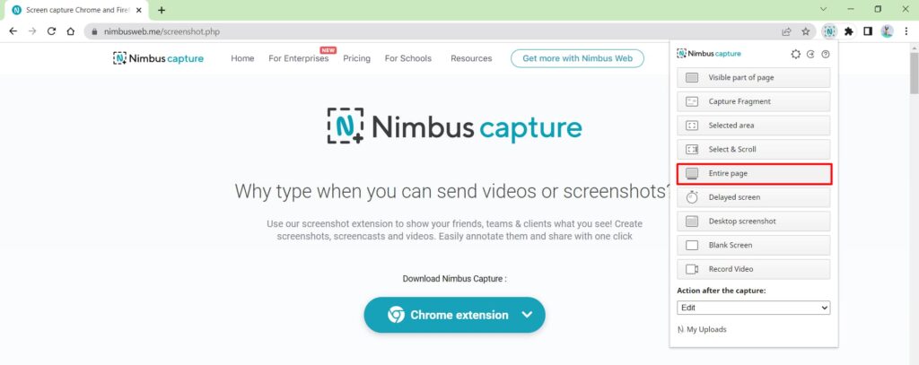 Entire Page Screenshot on Windows. Image powered by Nimbus Platform