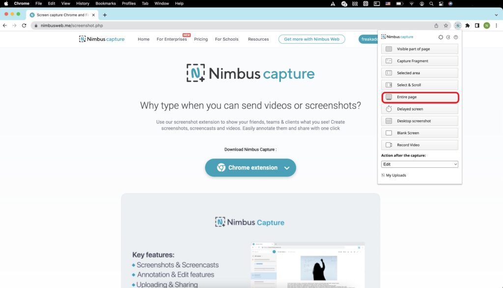 Entire Page Screenshot on macOS. Image powered by Nimbus Platform