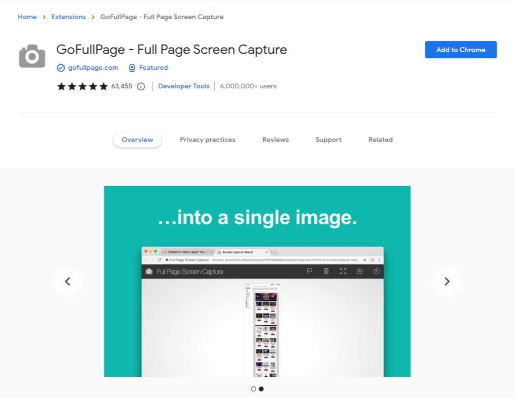 GoFullPage is One of the Top 7 Chrome Screenshot Extensions for Screen Capture. Image by Nimbus Platform