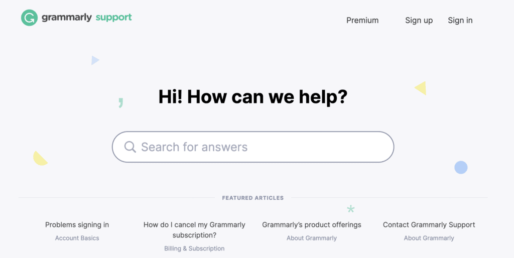 Grammarly’s Support Center is In the List of 5 Best SaaS Knowledge Base Platforms to Use in 2023. Image by Nimbus Platform