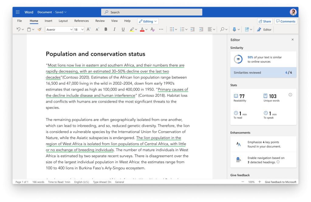 Microsoft Word Text Checking. Image powered by Nimbus Platform