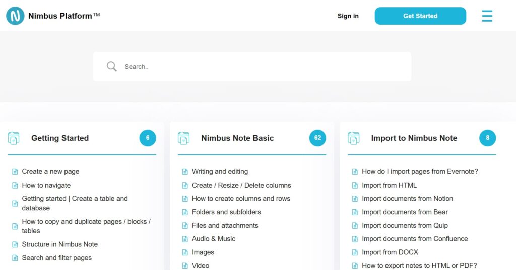 Nimbus Guides are One of the 10 Great Knowledge Base Examples. Image powered by Nimbus Platform