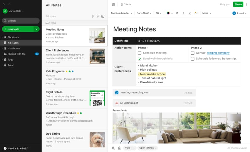 Evernote  is Google Docs Alternatives for Creating Better Documents. Image powered by Nimbus