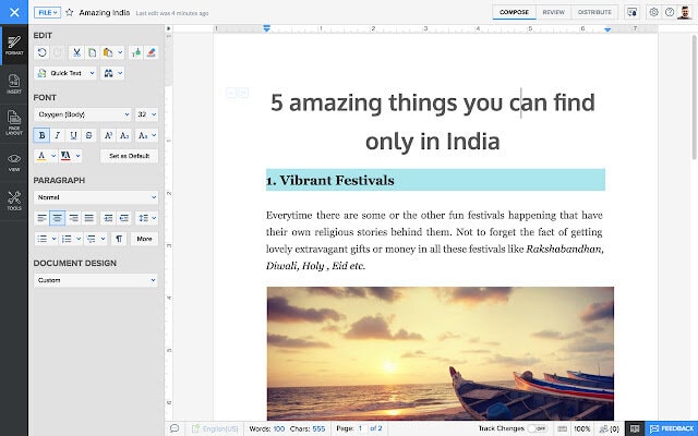 Zoho Writer is Google Docs Alternatives for Creating Better Documents. Image powered by Nimbus