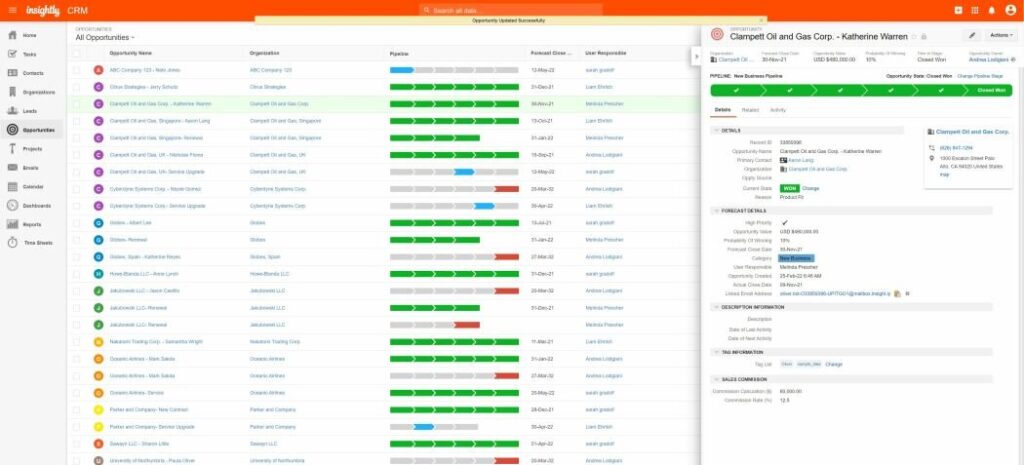 Insightly is one of the Top Client Management Software Solutions. Image powered by Nimbus Platform.