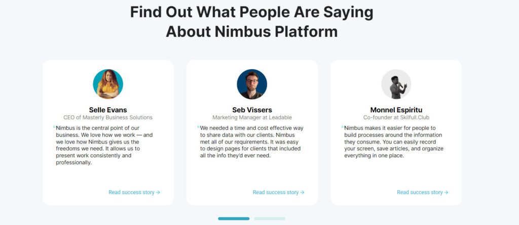 Why Do Testimonials From Customers Work. Image powered by Nimbus Platform