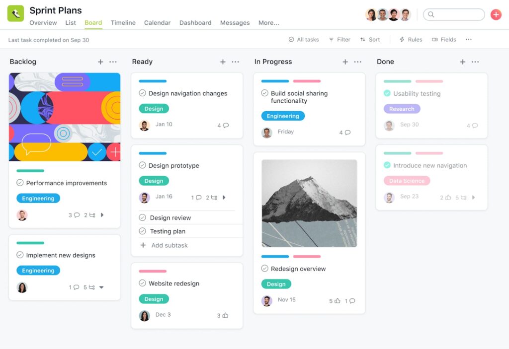 Asana is the Top Client Collaboration Software. Image by Nimbus Platform