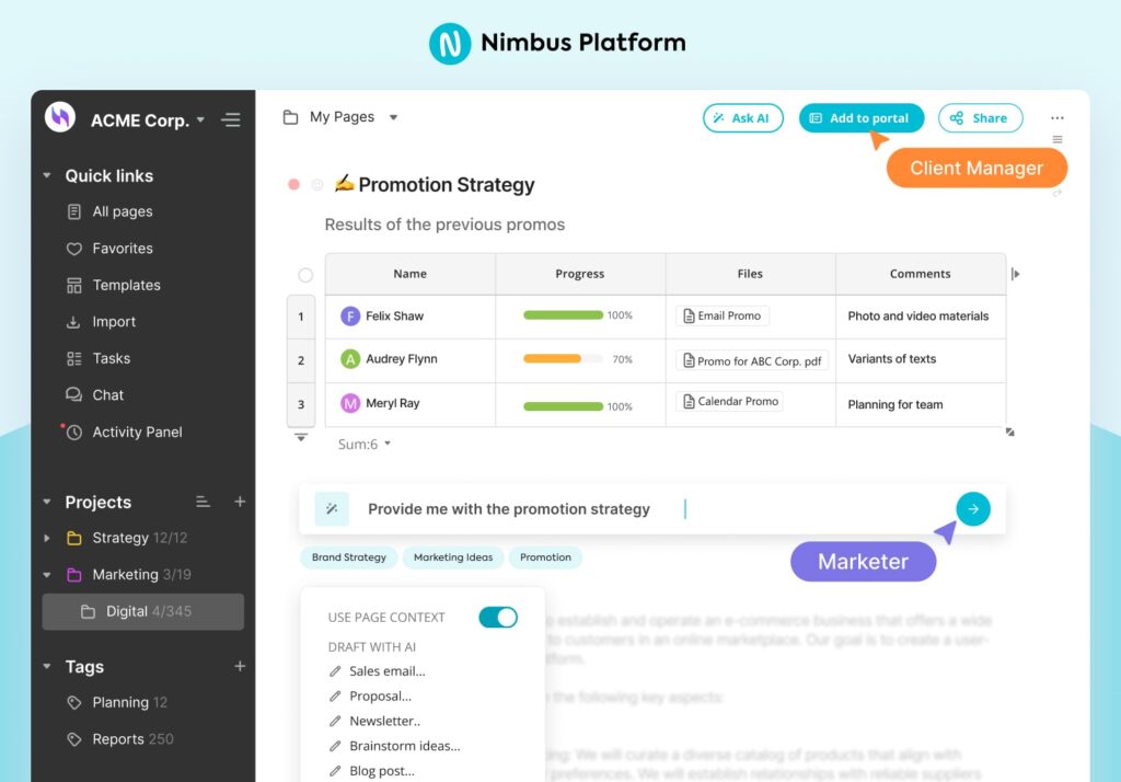 Nimbus Platform is in the List of Top 15 Knowledge Base Software & Tools. Image by Nimbus Platform