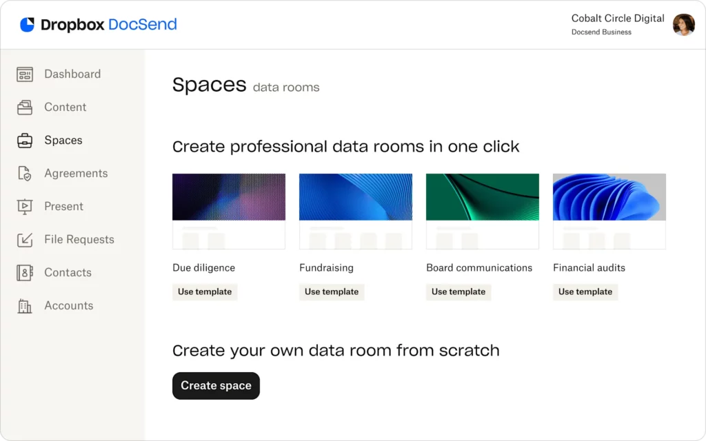 Docsend Data Room. Bild powered by FuseBase.