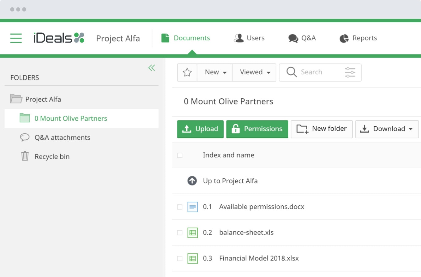 iDeals Data Room for Startups. Bild powered by FuseBase.